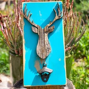 Lasercut Bottle Opener Sign, Rustic Reclaimed Wood